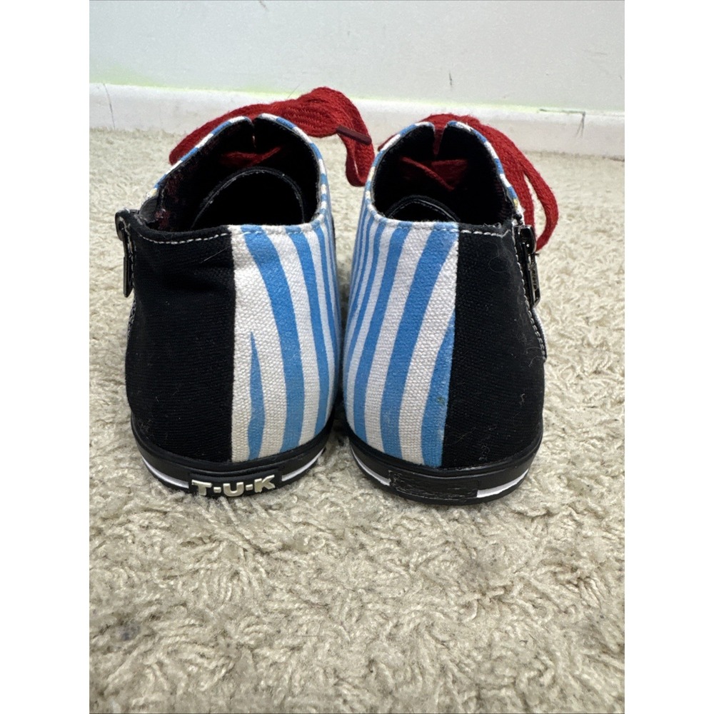 T.U.K. Womens 8 Nautical Anchor Sneakers Blue Stripe Rockabilly Psychobilly Punk - Picture 6 of 14